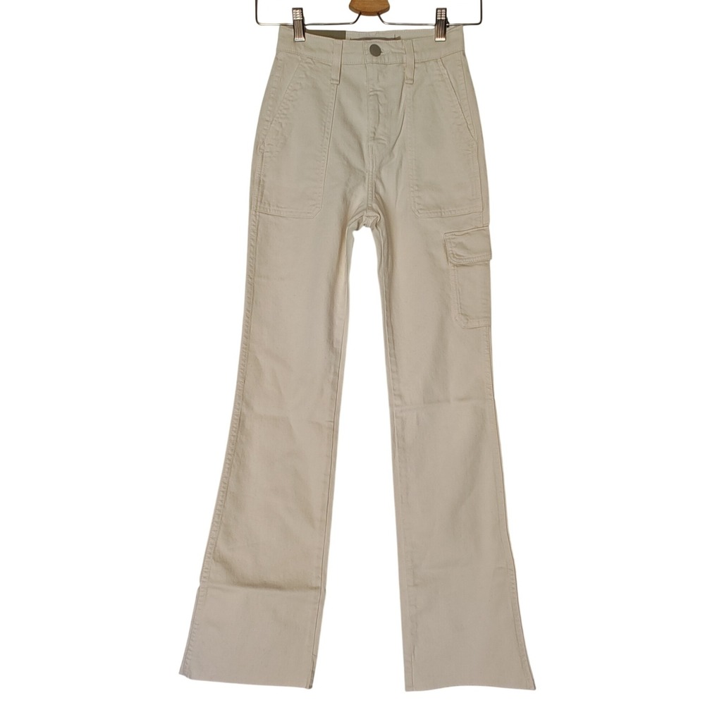 HUDSON Faye Bootcut Utility Ultra High Rise Cargo Pocket Jeans Cream New 23